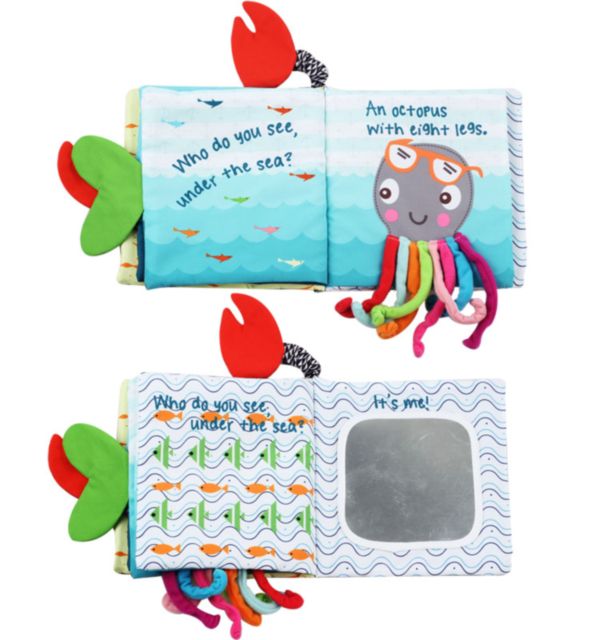 Baby Customize Soft Crinkle Cloth Book With Animal Tails For Kids Infants