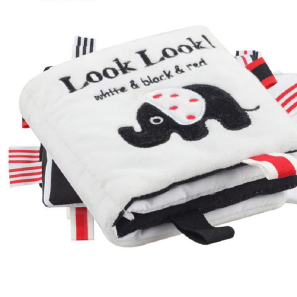 Eco-friendly Black And White Soft Fabric Cloth Book With Private Label Toy For Baby